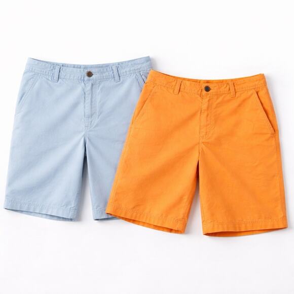 Izod Other - Izod Saltwater Golf Shorts Lot 2 Mens 32 Cotton Chino Blue Orange Casual Stretch